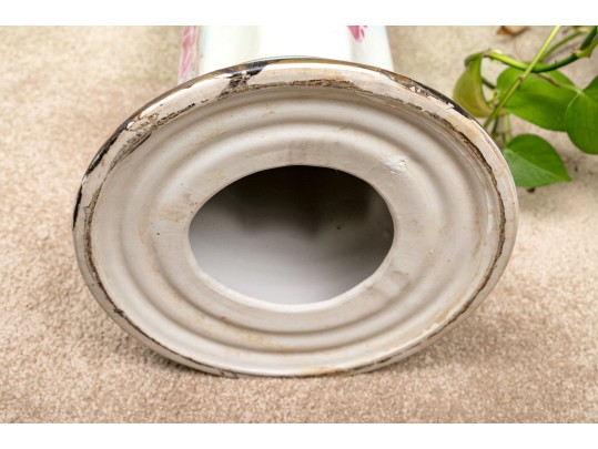 Pretty Blue And Magenta Ceramic Pedestal Jardiniere