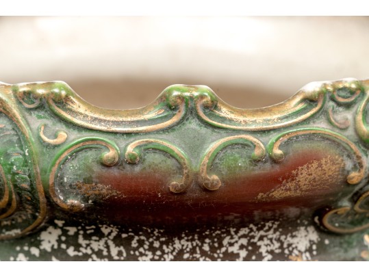 Excellent Red And Green Ceramic Pedestal Jardiniere