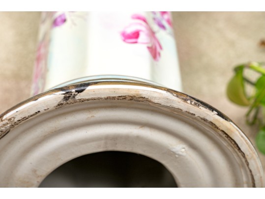 Pretty Blue And Magenta Ceramic Pedestal Jardiniere
