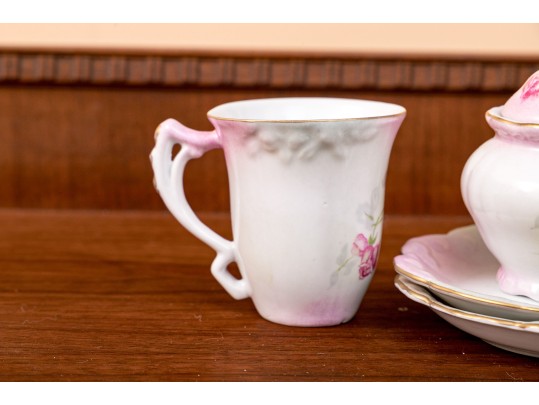 Vintage Ceramic Teaware In White And Pink Florals