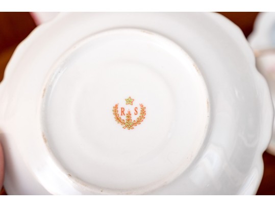 Vintage Ceramic Teaware In White And Pink Florals