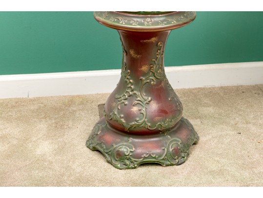 Excellent Red And Green Ceramic Pedestal Jardiniere