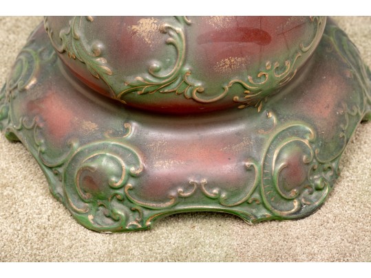 Excellent Red And Green Ceramic Pedestal Jardiniere
