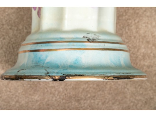 Pretty Blue And Magenta Ceramic Pedestal Jardiniere