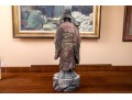 Carved Wood Chinese Lu God Of Fortune Sculpture