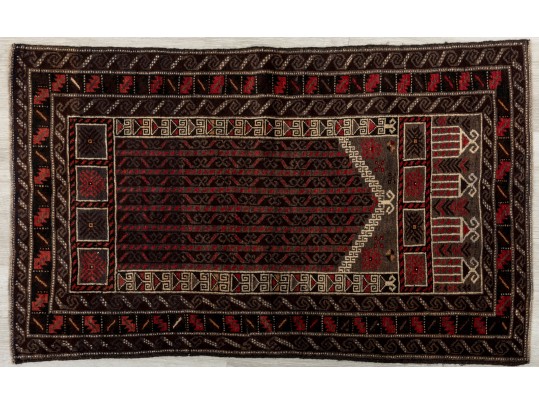 Afghan Hand Knotted Tribal Balouchi Wool Rug (4'10' X 2'11')