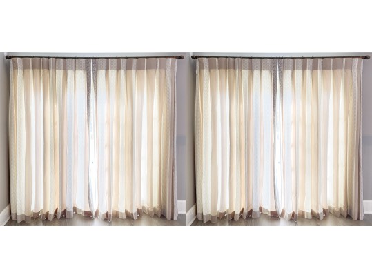 Elegant Pair Of Window Draperies, With Decorative Trims