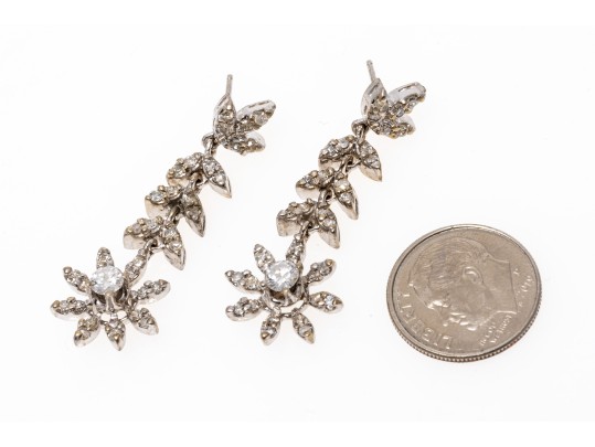 Stunning 14K White Gold Diamond Drop Earrings