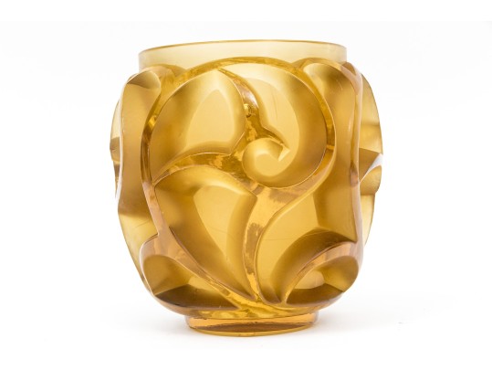 Rene Lalique Tourbillons Yellow Glass Vase