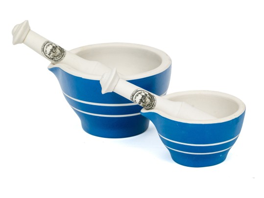 Two Fine Graduated Mason Cash English Ceramic Mortars And Pestles