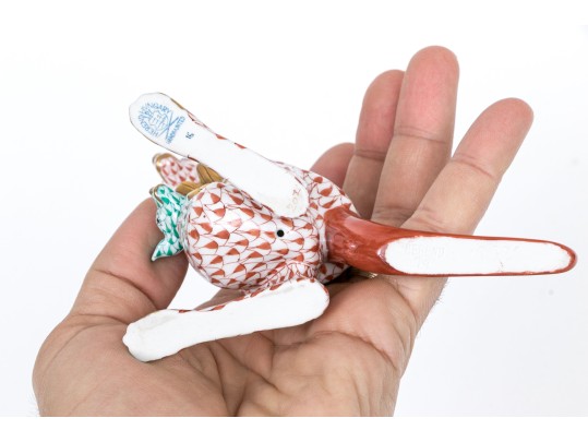 Herend Rust Fishnet Pattern Kangaroo With Joey Figure