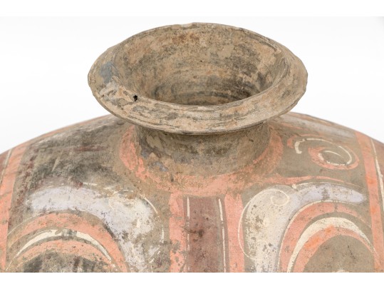 Chinese Painted Pottery Cocoon Vase, Probably Han Dynasty