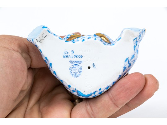 Herend Blue Fishnet Pattern Panda Figure 