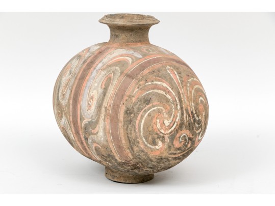 Chinese Painted Pottery Cocoon Vase, Probably Han Dynasty