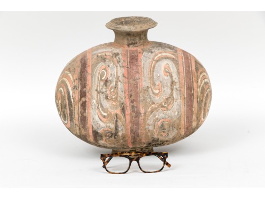 Chinese Painted Pottery Cocoon Vase, Probably Han Dynasty