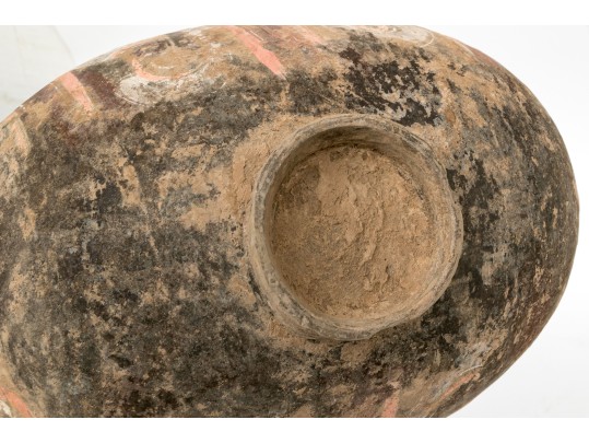 Chinese Painted Pottery Cocoon Vase, Probably Han Dynasty