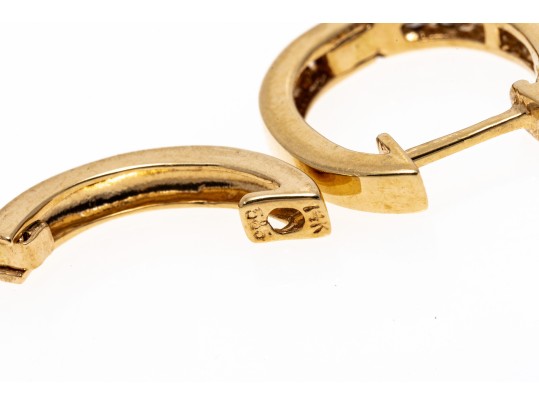 Contemporary 14K Huggie Hoop Diamond Earrings