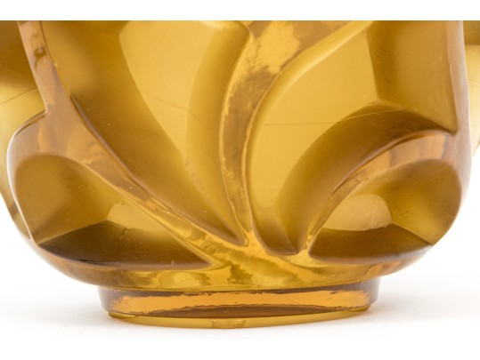 Rene Lalique Tourbillons Yellow Glass Vase