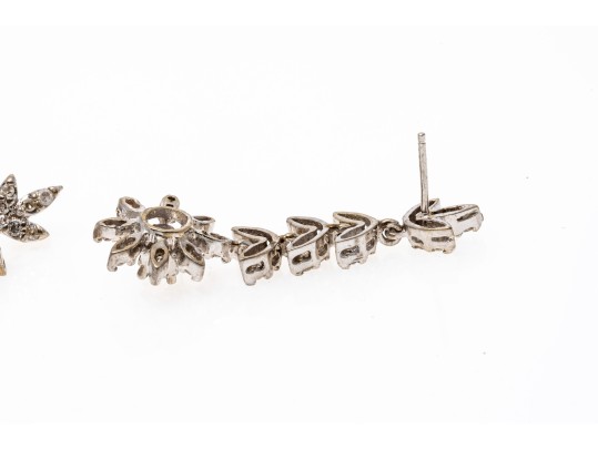 Stunning 14K White Gold Diamond Drop Earrings