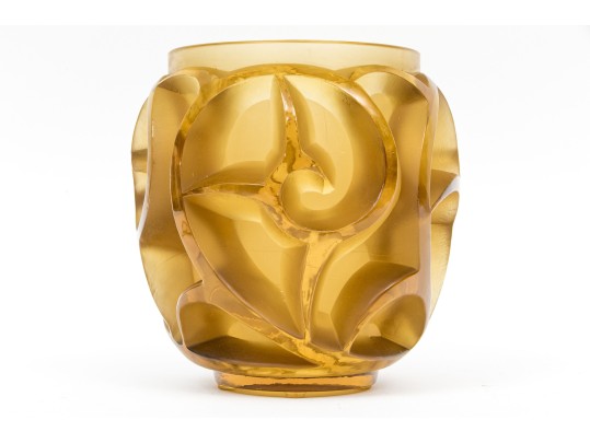 Rene Lalique Tourbillons Yellow Glass Vase
