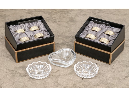 Collection Of Serving & Table Top Objects, Including A Tiffany Crystal Heart Form Box