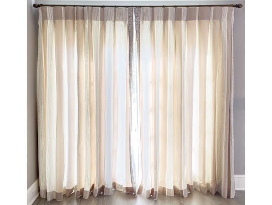 Elegant Pair Of Window Draperies, With Decorative Trims