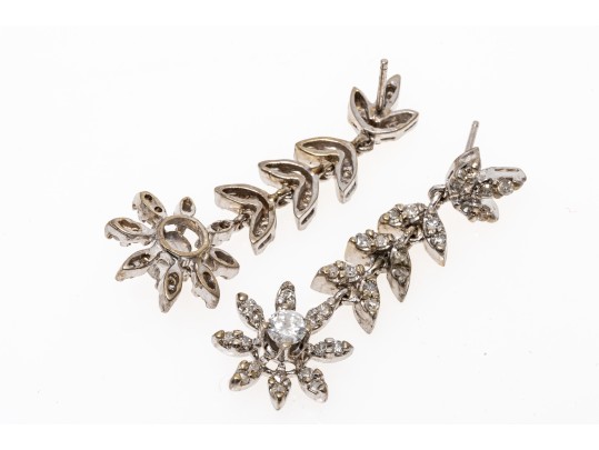 Stunning 14K White Gold Diamond Drop Earrings