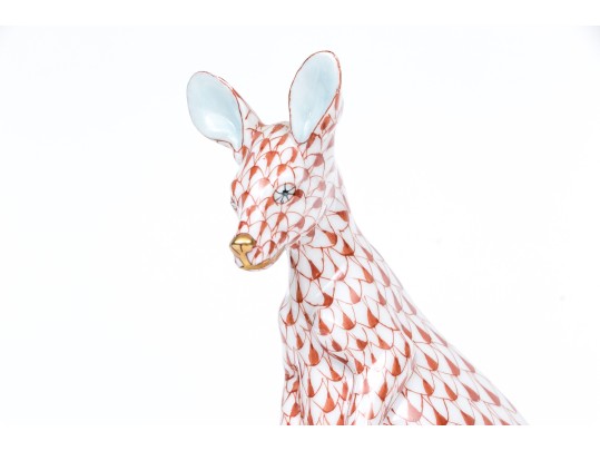 Herend Rust Fishnet Pattern Kangaroo With Joey Figure