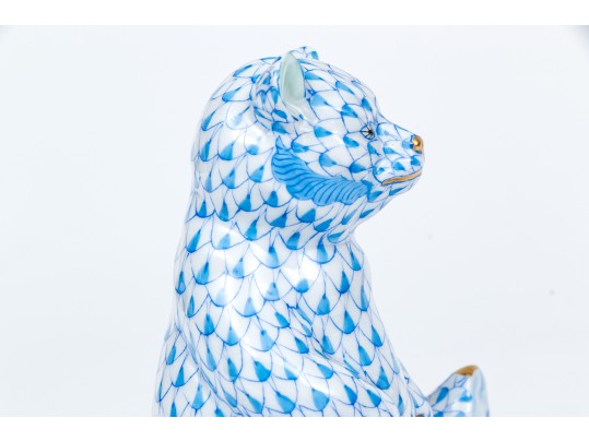 Herend Blue Fishnet Pattern Panda Figure 