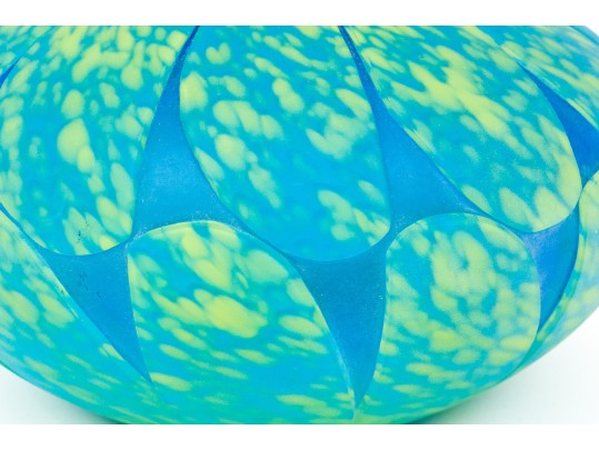 Melon Shaped Art Glass Vase, Signed