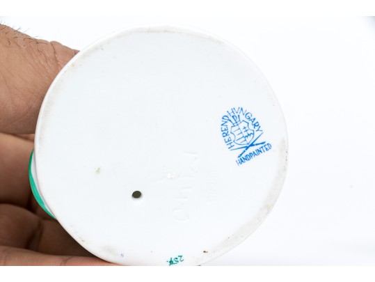  Two Herend Mice Figures In Green Fishnet Pattern 