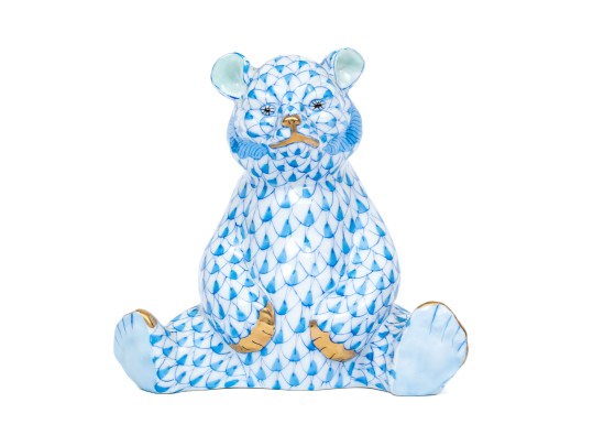Herend Blue Fishnet Pattern Panda Figure 