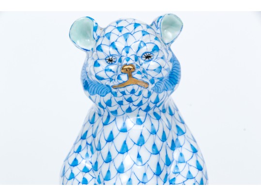 Herend Blue Fishnet Pattern Panda Figure 