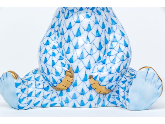 Herend Blue Fishnet Pattern Panda Figure 