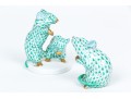  Two Herend Mice Figures In Green Fishnet Pattern 