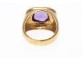 14k Yellow Gold Wide Horizontal Sugarloaf Amethyst Contemporary Ring, Size 6.75