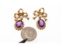 Charming Bow 14K Amethyst And Pearl Earrings