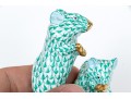  Two Herend Mice Figures In Green Fishnet Pattern 