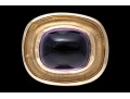 14k Yellow Gold Wide Horizontal Sugarloaf Amethyst Contemporary Ring, Size 6.75