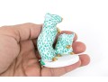  Two Herend Mice Figures In Green Fishnet Pattern 