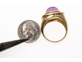 14k Yellow Gold Wide Horizontal Sugarloaf Amethyst Contemporary Ring, Size 6.75