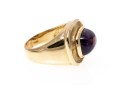14k Yellow Gold Wide Horizontal Sugarloaf Amethyst Contemporary Ring, Size 6.75