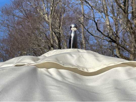 Tucci Faux Bois Finished Metallic Outdoor Umbrella