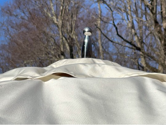 Tucci Faux Bois Finished Metallic Outdoor Umbrella