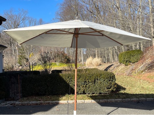 Tucci Faux Bois Finished Metallic Outdoor Umbrella