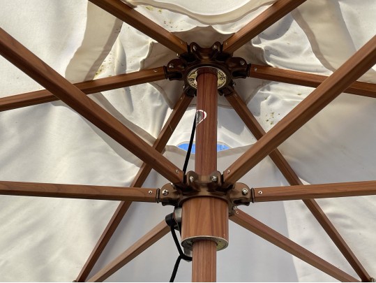 Tucci Faux Bois Finished Metallic Outdoor Umbrella