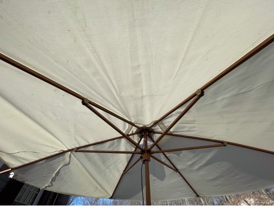 Tucci Faux Bois Finished Metallic Outdoor Umbrella