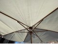 Tucci Faux Bois Finished Metallic Outdoor Umbrella