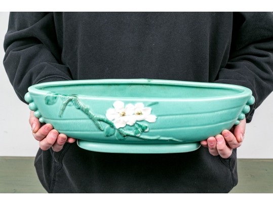 Weller Moulded And Glazed Ceramic Oval Centerpiece