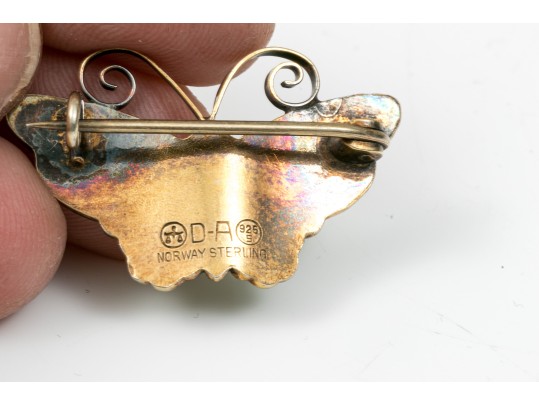 Sterling Perfume Bottles Necklace And Enamel Brooch